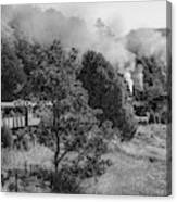 Durango Railroad Blowing Smoke - Colorado Mountain Landscape - Black And White Canvas Print