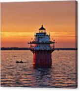 Duxbury Pier Light At Sunset Canvas Print