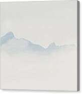 Eagle In Flight With Mist And Mountains Canvas Print
