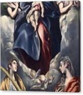 El Greco Madonna And Child With Saint Martina And Saint Agnes. Date/period Between 1597 And 1599. Canvas Print