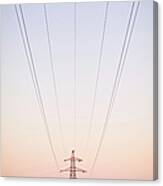 Electricity Power Pylon In Mist Canvas Print