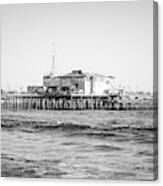 End Of Santa Monica Pier Black And White Photo Canvas Print