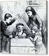 Engraving Of Santa Clause Inside Box Canvas Print