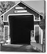 Evening At The Slate Covered Bridge Black And White Canvas Print
