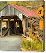 Fall Colors At The Power House Covered Bridge Canvas Print