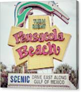 Famous Pensacola Beach Sign Gulf Breeze Florida Photo Canvas Print