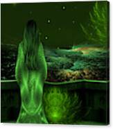 Fantasy Art - Wishing Upon A Star In A Green Night  By Rgiada Canvas Print