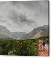 Father And Son Running Together Canvas Print