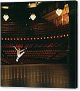 Female Ballet Dancer Jumping Onstage Canvas Print