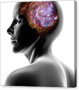 Female Head And Spiral Galaxy Canvas Print