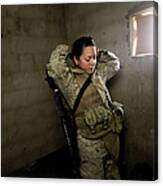 Female Marines Work Checkpoint In Canvas Print