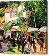 Festival At L'hermitage By Pissarro Canvas Print