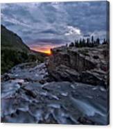 First Sunlight Over Swiftcurrent Falls Canvas Print