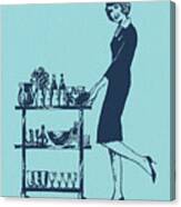 Flight Attendant With A Cart Canvas Print