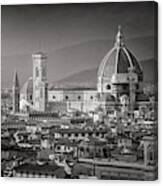 Duomo Florence Italy Black And White Canvas Print