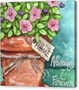 Flower Pink Bless This Home Canvas Print
