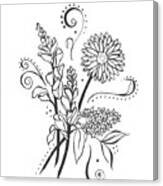 Flowers And Swirls Canvas Print