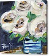 Fluffy White Roses Canvas Print