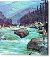 Fly Fishing On A Mountain Stream Canvas Print