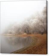 Fog And Rime On The Lake Canvas Print