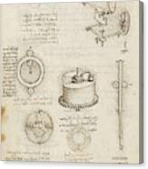 Folio F 13v. Codex Madrid I -ms. 8937- 'treaty Of Statics And Mechanics', 192 Folios With 384 Pag... Canvas Print