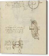 Folio F 17v. Codex Madrid I -ms. 8937- 'treaty Of Statics And Mechanics', 192 Folios With 384 Pag... Canvas Print