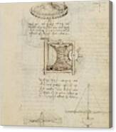 Folio F 19r. Codex Madrid I -ms. 8937- 'treaty Of Statics And Mechanics', 192 Folios With 384 Pag... Canvas Print