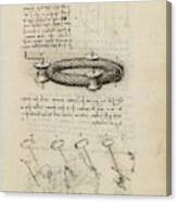 Folio F 70r. Codex Madrid I -ms. 8937- 'treaty Of Statics And Mechanics', 192 Folios With 384 Pag... Canvas Print