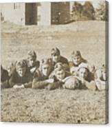 Football Team Posing On Grass Canvas Print