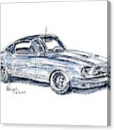 Ford Mustang Gta Fastback 1967 Classic Car Ink Drawing And Water Canvas Print