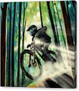 Forest Jump Mountain Biker Canvas Print