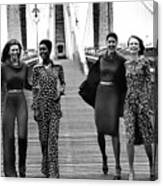 Four Models On A Bridge Wearing Diane Von Canvas Print