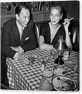 Frank Sinatra And Lauren Bacall At Cafe Canvas Print