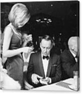 Frank Sinatra Lends His Oldest Daughter And First Child Nancy Sandra Wearing Pearls, $50 For Gambling Money. Canvas Print
