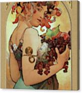 Fruit By Alphonse Mucha Canvas Print