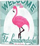 Ft Lauderdale Florida Pink Flamingo Canvas Print