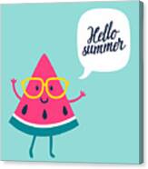Funny Vector Background With Watermelon Canvas Print