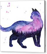 Galaxy Forest Cat Canvas Print