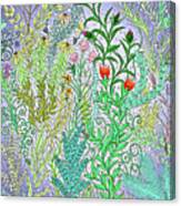 Garden Jungle In Purple With Fuchsia Flowers, Black Eyed Susans Spring Foliage Canvas Print