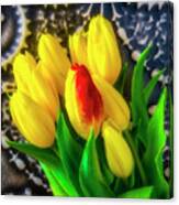 Georgeous Red Yellow Tulip In Bouquet Canvas Print