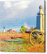 Gettysburg Address And Battlefield Rainbow Canvas Print