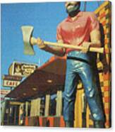 Giant Paul Bunyan Statue At A Cafe Canvas Print