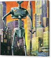 Giant Robot In Cityscape Canvas Print