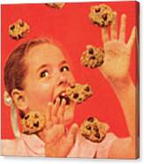 Girl And Chocolate Chip Cookies Canvas Print