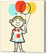 Girl Holding Balloons Canvas Print