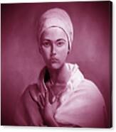 Girl With A Turban In Red Canvas Print