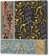 Glycine In Art Nouveau Patterns For Stained Glass, Fabric And Wallpaper. Lithograph By M.p.verneuil. Canvas Print