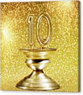 Gold Number 10 Trophy With Fireworks Canvas Print