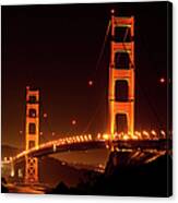 Golden Gate Bridge At Night Canvas Print