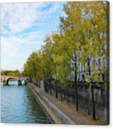 Golden Leaves Along The Seine Canvas Print